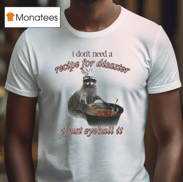 I Don T Need A Recipe For Disaster I Just Eyeball It Raccoon T Shirt
