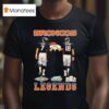 John Albert Elway Jr And Peyton Manning Denver Broncos Legends Skyline Signatures T Shirt