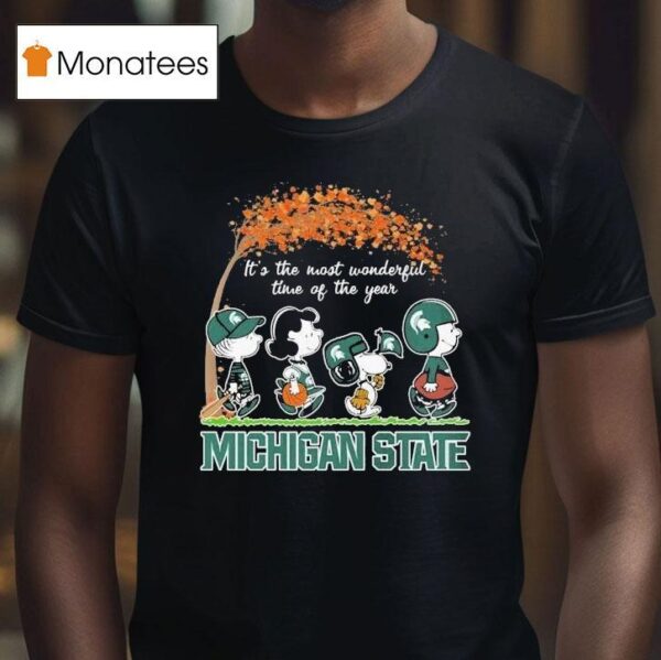 Michigan State Spartans Snoopy The Peanuts It S The Most Wonderful Time Of The Year T Shirt