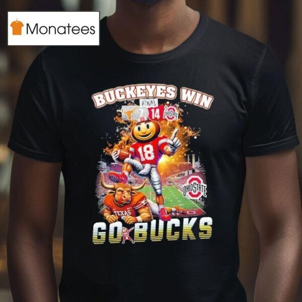 Ohio State Buckeyes Win Stomp Texas Longhorns Go Bucks Mascots T Shirt