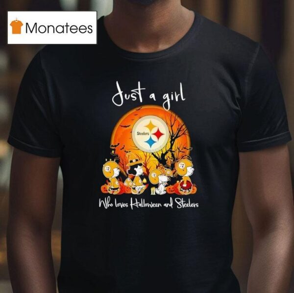 Peanuts Just A Girl Who Loves Halloween And Pittsburgh Slers T Shirt