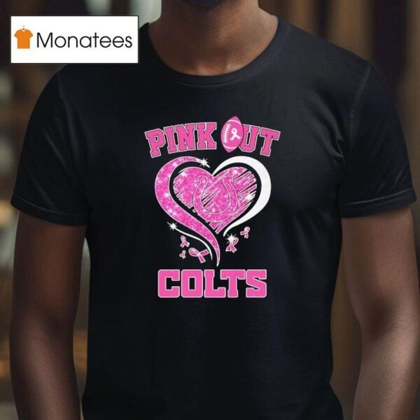 Pink Out Indianapolis Colts Football Heart Awareness T Shirt