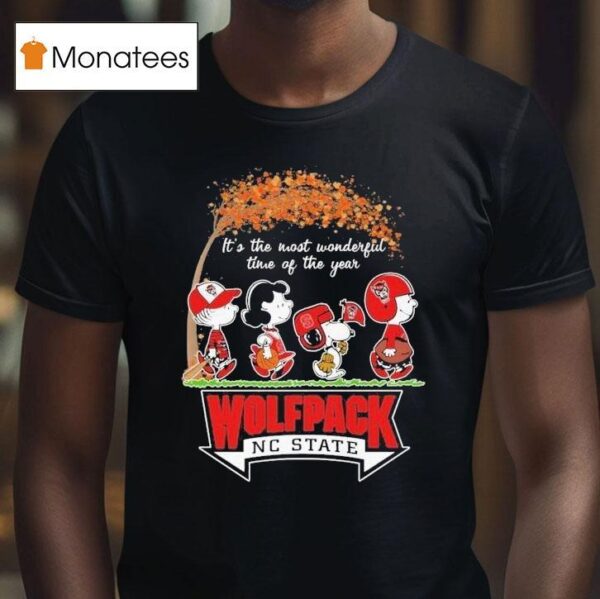 Snoopy The Peanuts Nc State Wolfpack It S The Most Wonderful Time Of The Year T Shirt
