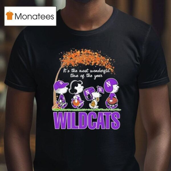 Snoopy The Peanuts Northwestern Wildcats It S The Most Wonderful Time Of The Year T Shirt