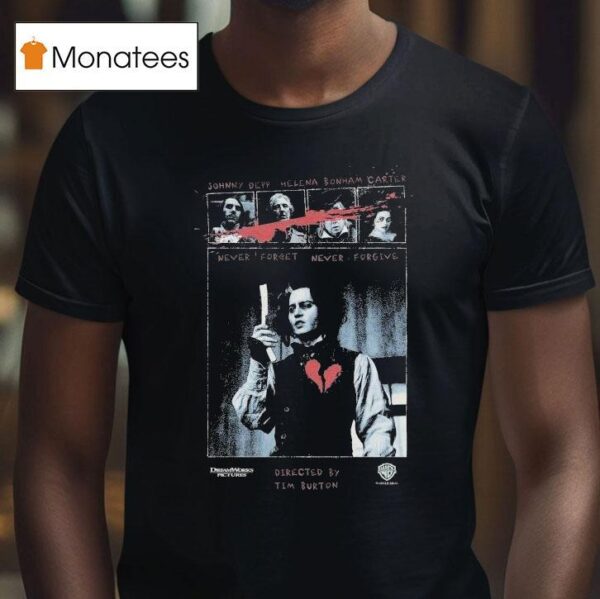 Sweeney Todd Dream Works Pictures Johnny Depp Helena Bonham Carter Never Forget Never Forgive T Shirt