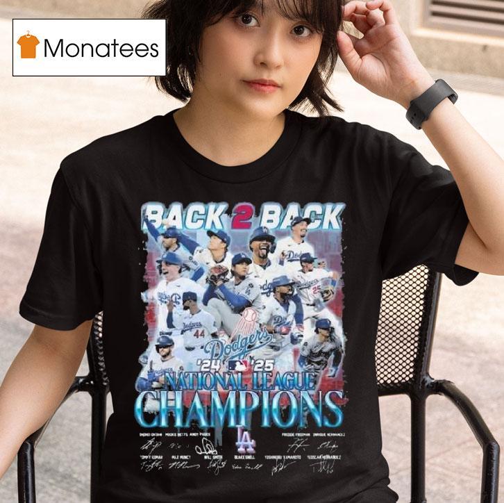 Back Back National League Champions Los Angeles Dodgers Signatures T Shirt