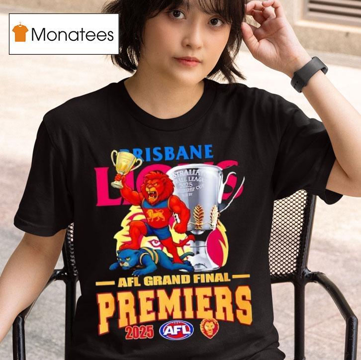 Brisbane Lions Afl Grand Final Premiers Mascot With Cup T Shirt
