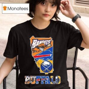 Buffalo Bandits Buffalo Bills And Buffalo Sabres Logo Maps T Shirt