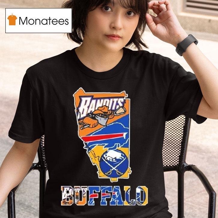 Buffalo Bandits Buffalo Bills And Buffalo Sabres Logo Maps T Shirt