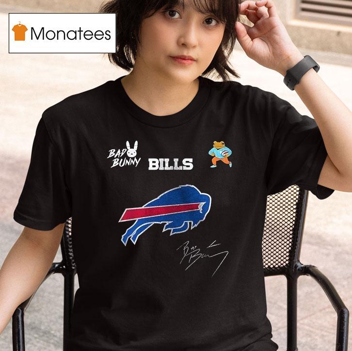 Buffalo Bills X Bad Bunny Benito Football Mascot Signature T Shirt