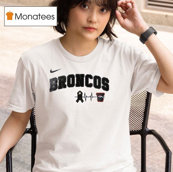  Denver Broncos Salute To Service Heart Beat Ribbon T Shirt