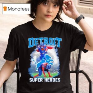 Detroit Lions Jahmyr Gibbs Amon Ra St Brown Superman And Spider Man Signature T Shirt