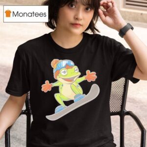 Frog Snowboarding Cartoon T Shirt