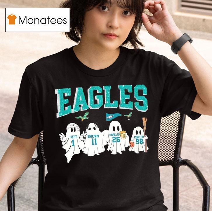 Halloween Ghosts Players Philadelphia Eagles Hurts Brown Barkley Carter Name T Shirt