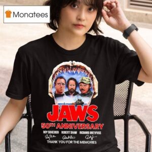 Jaws Th Anniversary Roy Scheider Robert Shaw Richard Dreyfuss Thank You For The Memories Signatures T Shirt