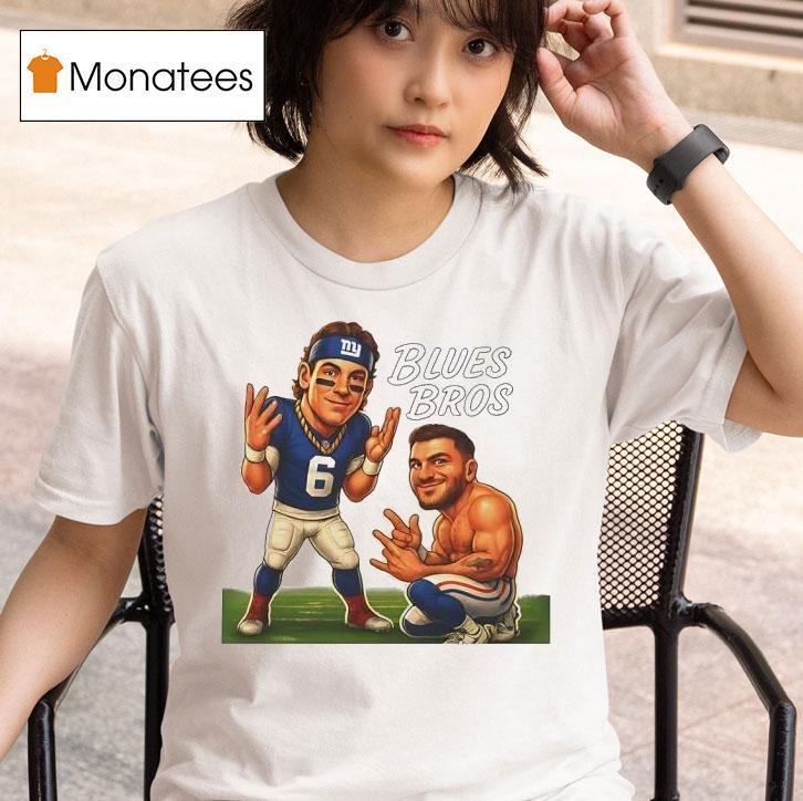 Jaxson Dart And Cam Skattebo Blues Bros New York Giants Football T Shirt