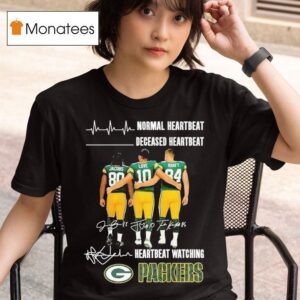 Josh Jacobs Jordan Love And Tucker Kraft Normal Heartbeat Deceased Heartbeat Heartbeat Watching Green Bay Packers Signatures T Shirt