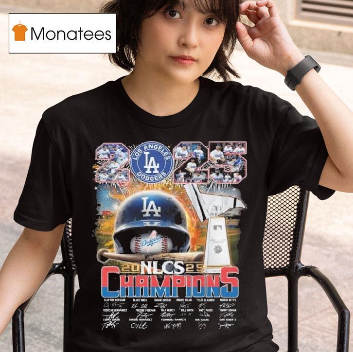 Los Angeles Dodgers Nl Champions Helmets Signatures T Shirt