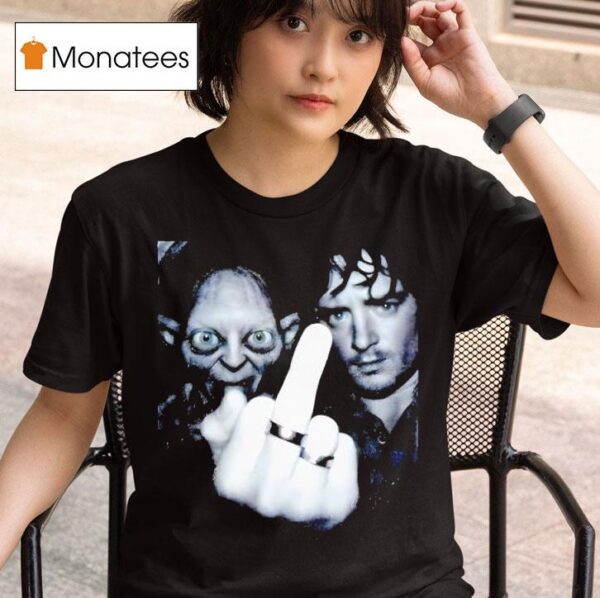 Lotr Frodo And Gollum Partying Dank Middle Finger T Shirt