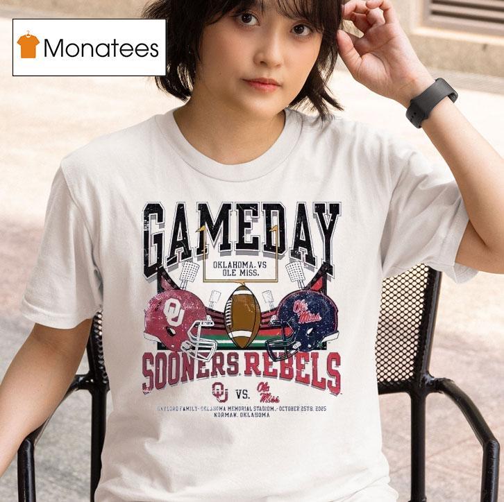 Oklahoma Sooners Vs Ole Miss Rebels Gaylord Family Oklahoma Memorial Stadium T Shirt
