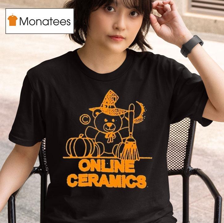 Online Ceramics Witch Bear Halloween T Shirt