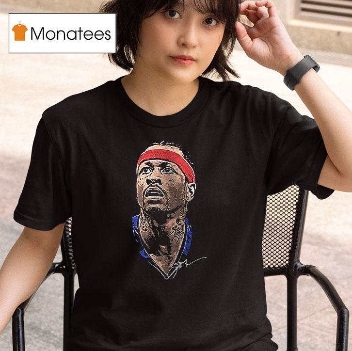 Philadelphia Ers Allen Iverson Portrait Graphic Signature T Shirt