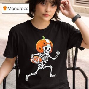 Skeleton American Football Player Spooky Sports T Shirt