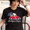 Snoopy And Woodstock Driving Car Los Angeles Dodgers T Shirt