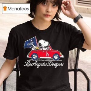 Snoopy And Woodstock Driving Car Los Angeles Dodgers T Shirt