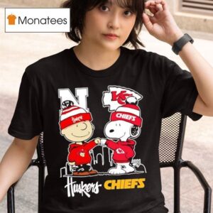Snoopy Charlie Brown Fist Bump Nebraska Huskers X Kansas City Chiefs T Shirt