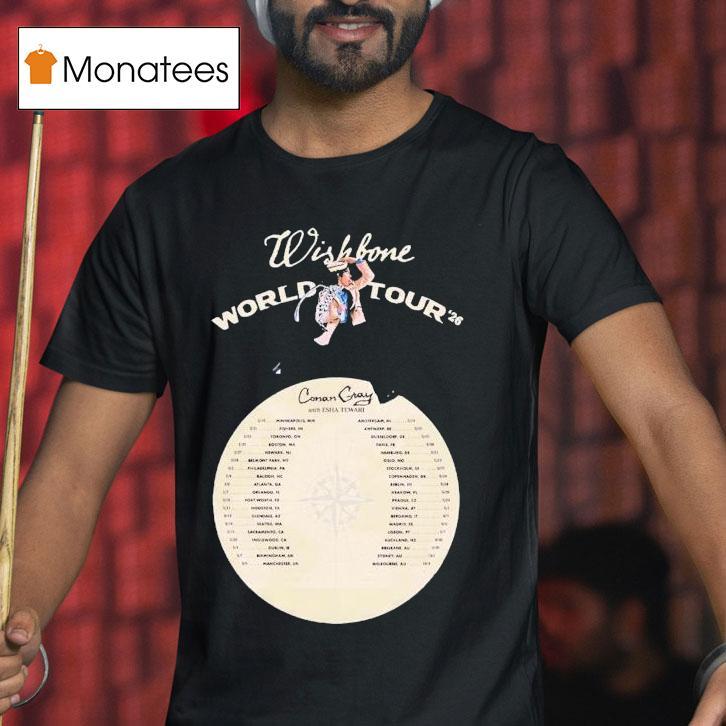 Conan Gray Wishbone World Tour With Esha Tewari Dates T Shirt Conan Gray Wishbone World Tour With Esha Tewari Dates T Shirt