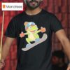 Frog Snowboarding Cartoon T Shirt