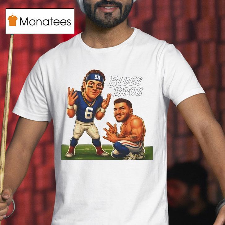 Jaxson Dart And Cam Skattebo Blues Bros New York Giants Football T Shirt Jaxson Dart And Cam Skattebo Blues Bros New York Giants Football T Shirt