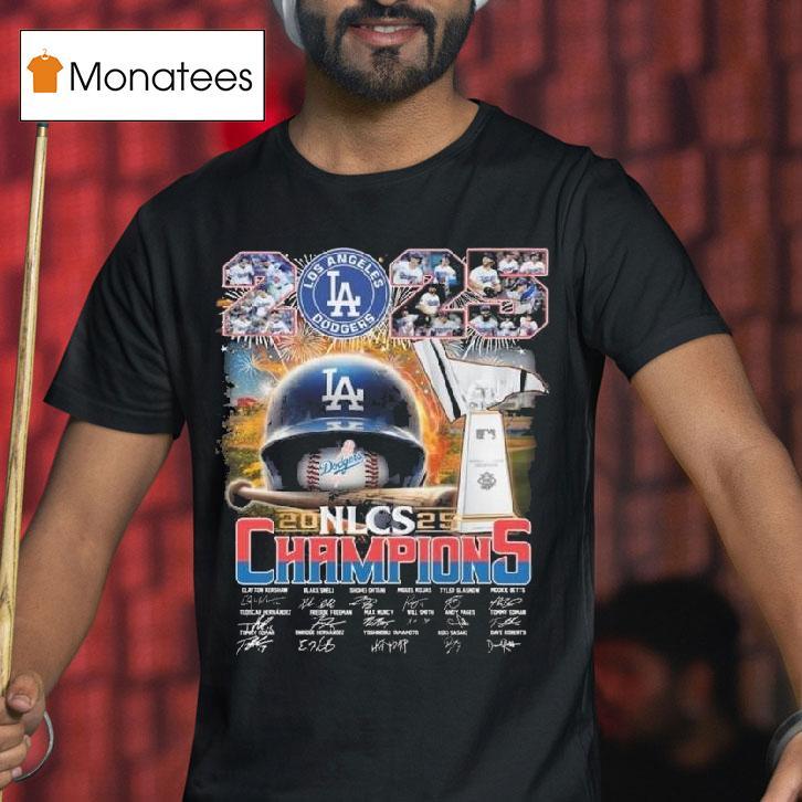 Los Angeles Dodgers Nl Champions Helmets Signatures T Shirt Los Angeles Dodgers Nl Champions Helmets Signatures T Shirt