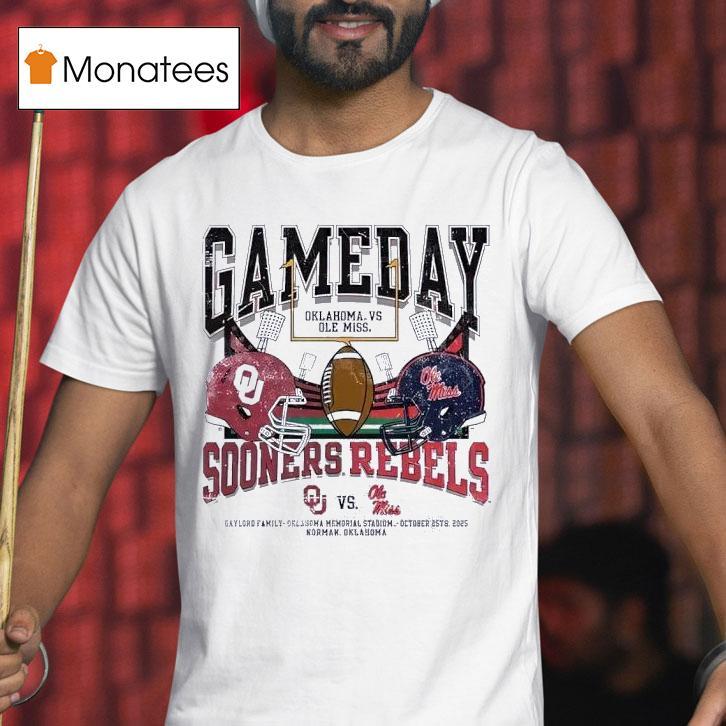 Oklahoma Sooners Vs Ole Miss Rebels Gaylord Family Oklahoma Memorial Stadium T Shirt Oklahoma Sooners Vs Ole Miss Rebels Gaylord Family Oklahoma Memorial Stadium T Shirt