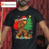 Santa Bigfoot Christmas Tree Lights Xmas T Shirt