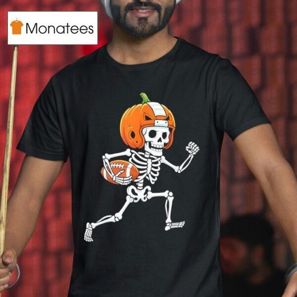 Skeleton American Football Player Spooky Sports T Shirt