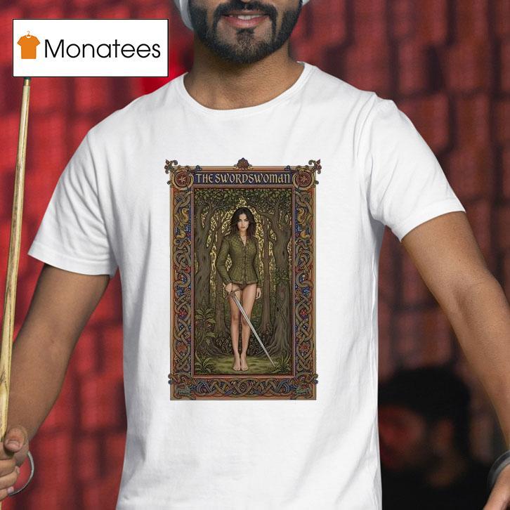 The Swordswoman Medieval Warrior Lady Holding Sword In Enchanted Fores T Shirt The Swordswoman Medieval Warrior Lady Holding Sword In Enchanted Fores T Shirt