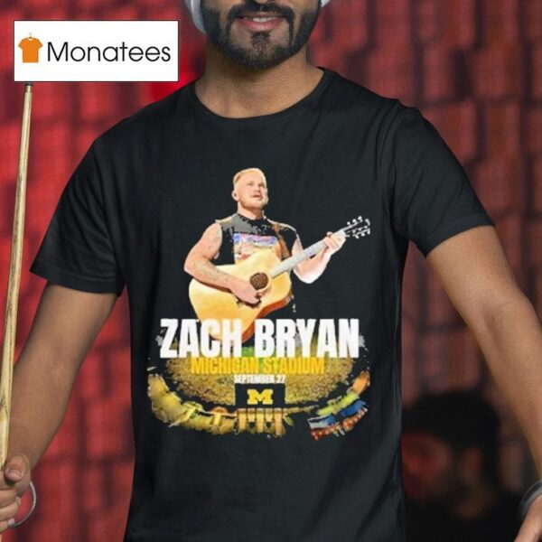 Zach Bryan X Michigan Wolverines The Quittin Time Tour Stadium T Shirt