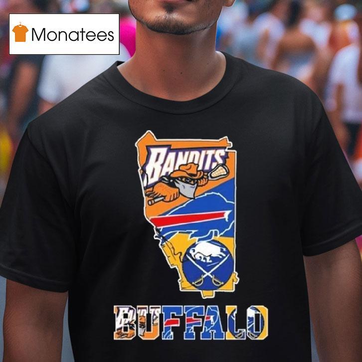 Buffalo Bandits Buffalo Bills And Buffalo Sabres Logo Maps T Shirt Buffalo Bandits Buffalo Bills And Buffalo Sabres Logo Maps T Shirt