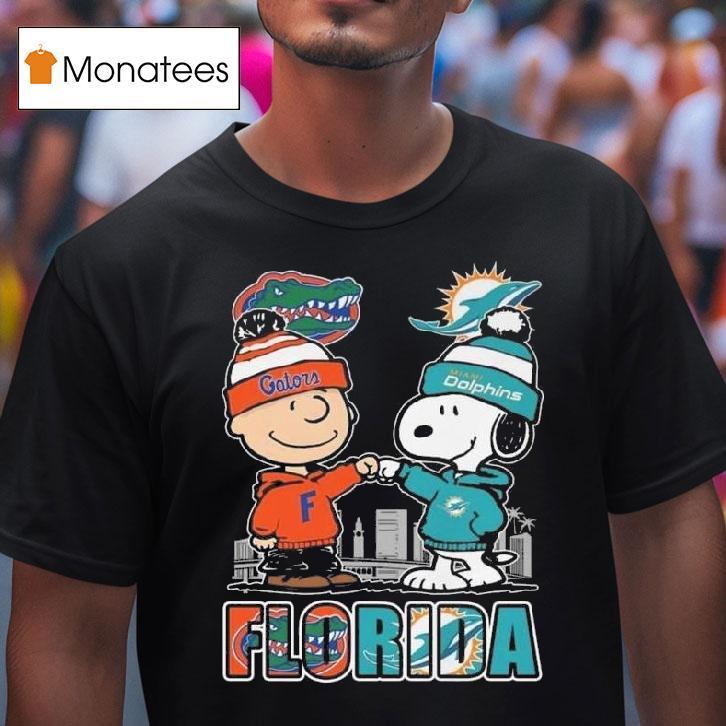 Florida Gators Miami Dolphins Snoopy Merry Peanuts Christmas T Shirt Florida Gators Miami Dolphins Snoopy Merry Peanuts Christmas T Shirt