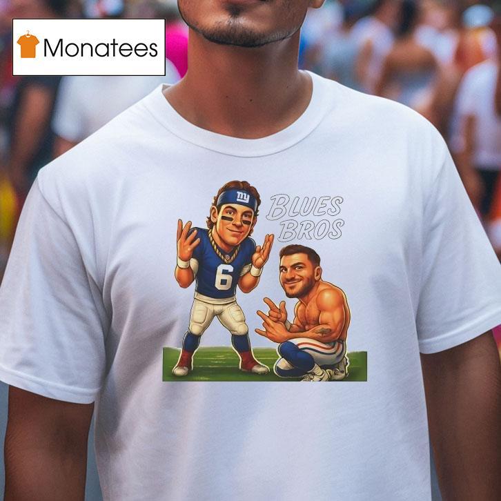Jaxson Dart And Cam Skattebo Blues Bros New York Giants Football T Shirt Jaxson Dart And Cam Skattebo Blues Bros New York Giants Football T Shirt