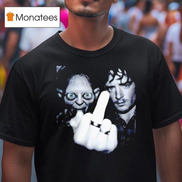 Lotr Frodo And Gollum Partying Dank Middle Finger T Shirt