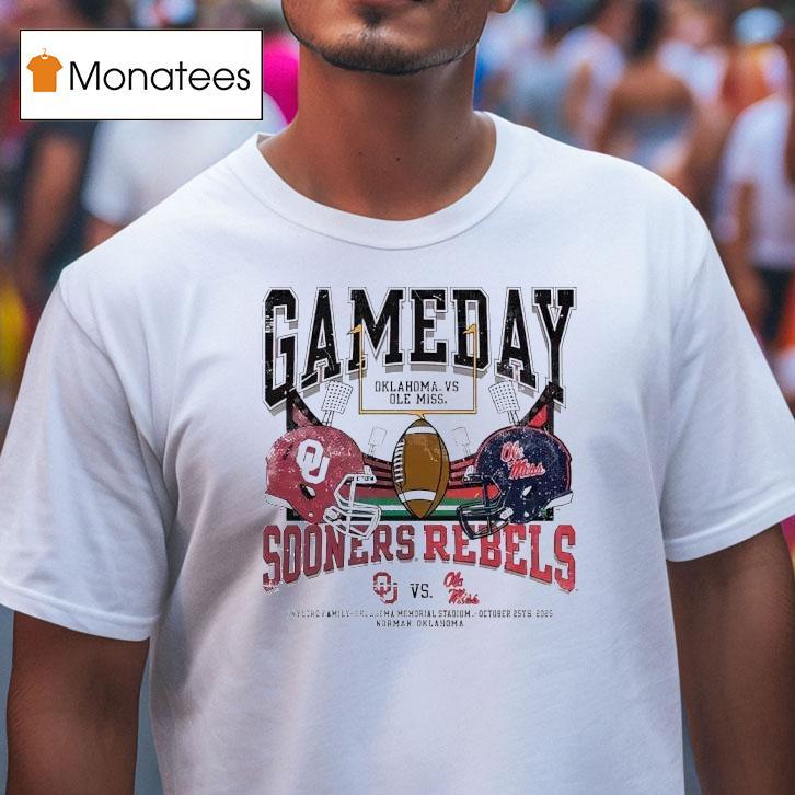 Oklahoma Sooners Vs Ole Miss Rebels Gaylord Family Oklahoma Memorial Stadium T Shirt Oklahoma Sooners Vs Ole Miss Rebels Gaylord Family Oklahoma Memorial Stadium T Shirt