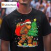 Santa Bigfoot Christmas Tree Lights Xmas T Shirt
