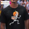 Skeleton American Football Player Spooky Sports T Shirt