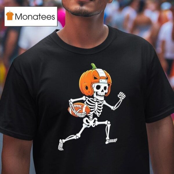 Skeleton American Football Player Spooky Sports T Shirt