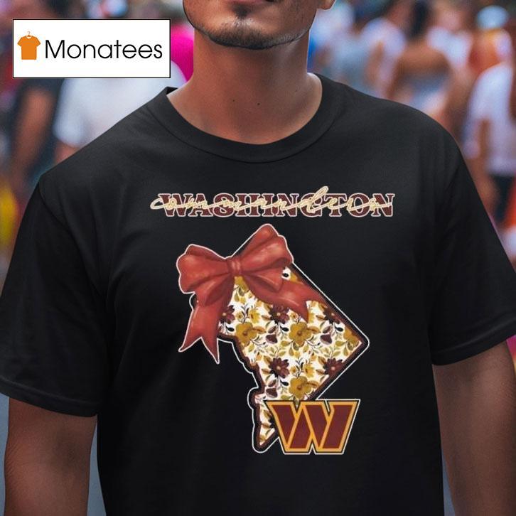 Washington Commanders Nfl Cozy State Bow T Shirt Washington Commanders Nfl Cozy State Bow T Shirt