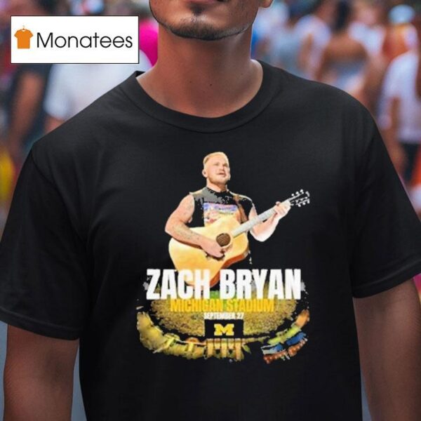 Zach Bryan X Michigan Wolverines The Quittin Time Tour Stadium T Shirt