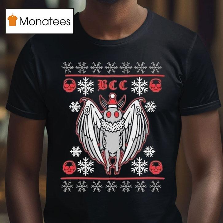 Blackcraft Cult Spooky Mothman Holiday Ugly Christmas T Shirt Blackcraft Cult Spooky Mothman Holiday Ugly Christmas T Shirt